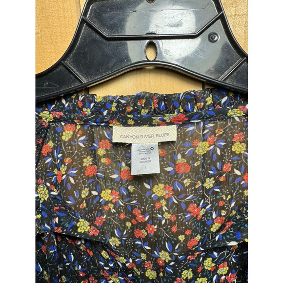Navy Blue Floral Blouse - Picture 2 of 5